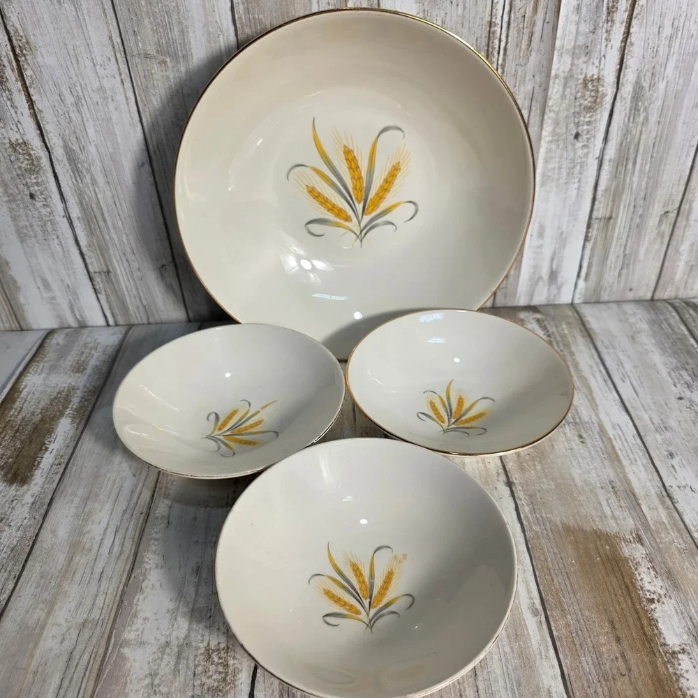 Lifetime China Co Fieldcrest Wheat Bowls Set 4 Vintage Semi-Vitreous Alliance OH